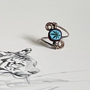 Genuine Vintage 1960s 1970s Clay Silver Tone Leaf Ring